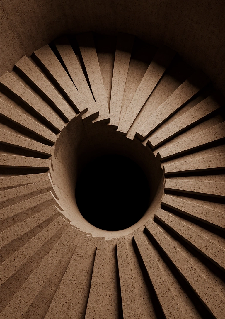 Architectural spiral staircase representing structural depth